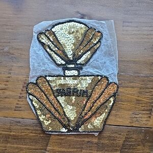 Gold and Black Sequin Perfume Bottle Patch